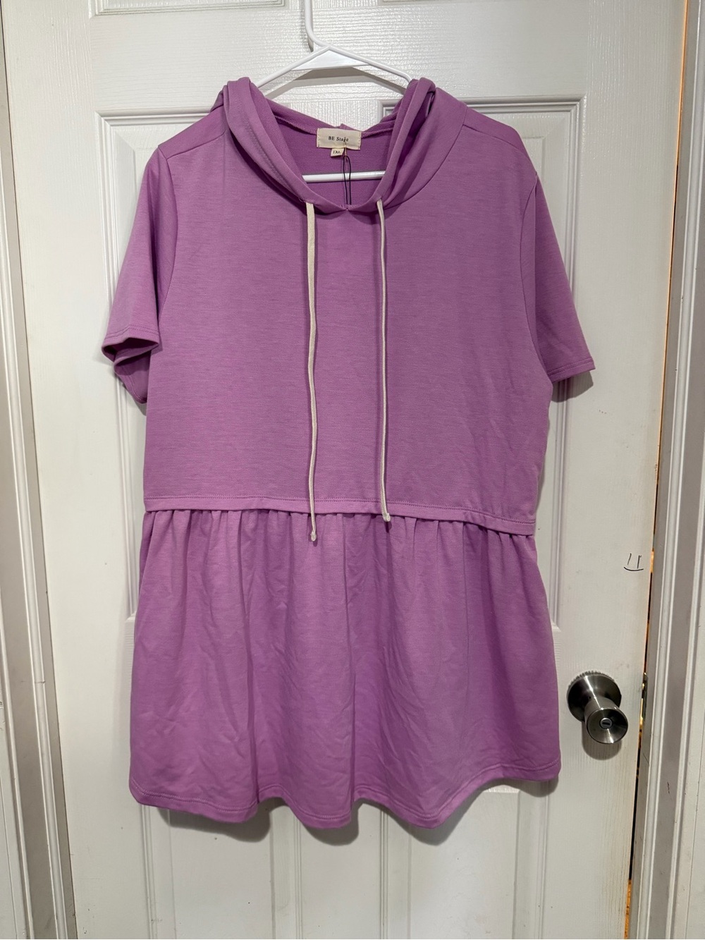 Lilac Hooded babydoll Short Sleeve Top